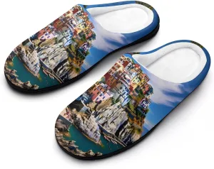 Manarola Italy - Cinque Terre Coastal Town Women's House Slippers Warm Anti-Slip Cotton Slippers Home Shoes Indoor Outdoor
