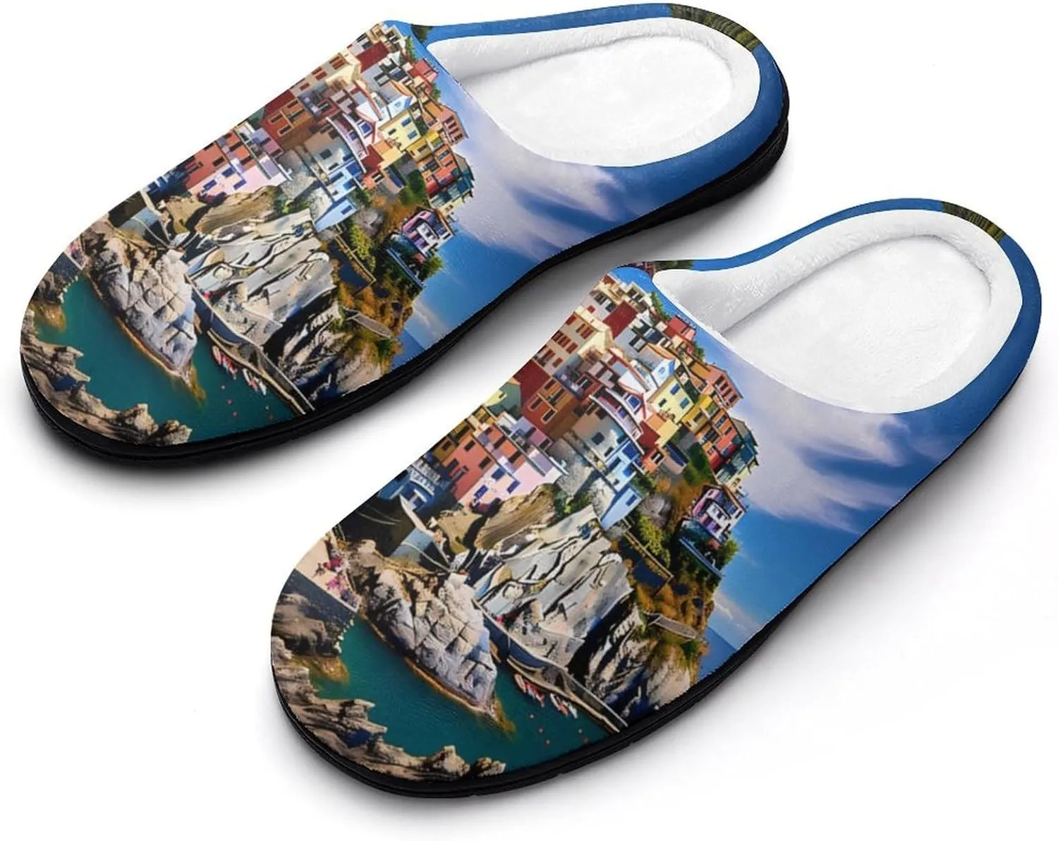 Manarola Italy - Cinque Terre Coastal Town Women's House Slippers Warm Anti-Slip Cotton Slippers Home Shoes Indoor Outdoor