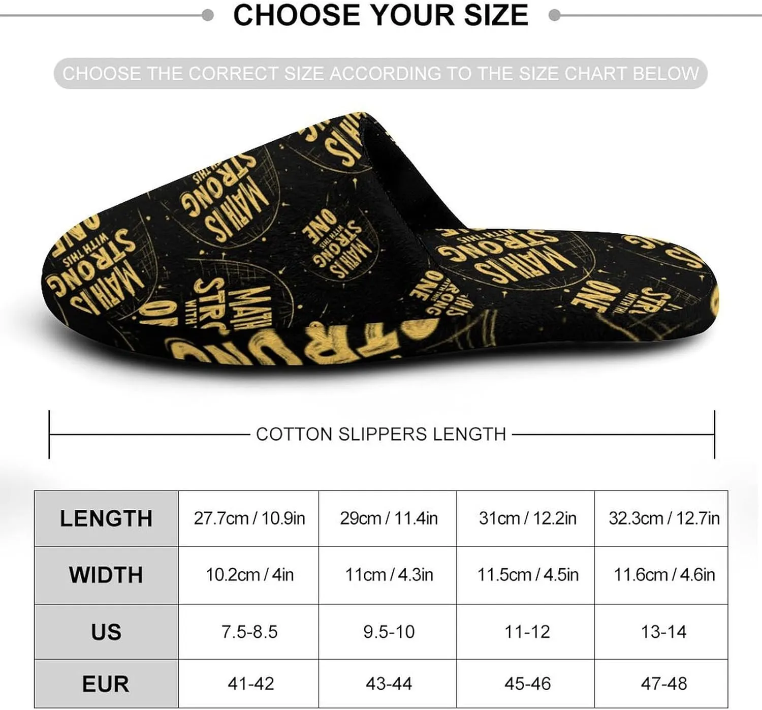 Math Is Strong With This One Cotton Slippers Fashion Slip on House Shoes Lightweight Slipper for Men