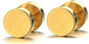 Maya's Grace Round Barbell Dumbbell Flat Back Disc Stud Earrings Unisex