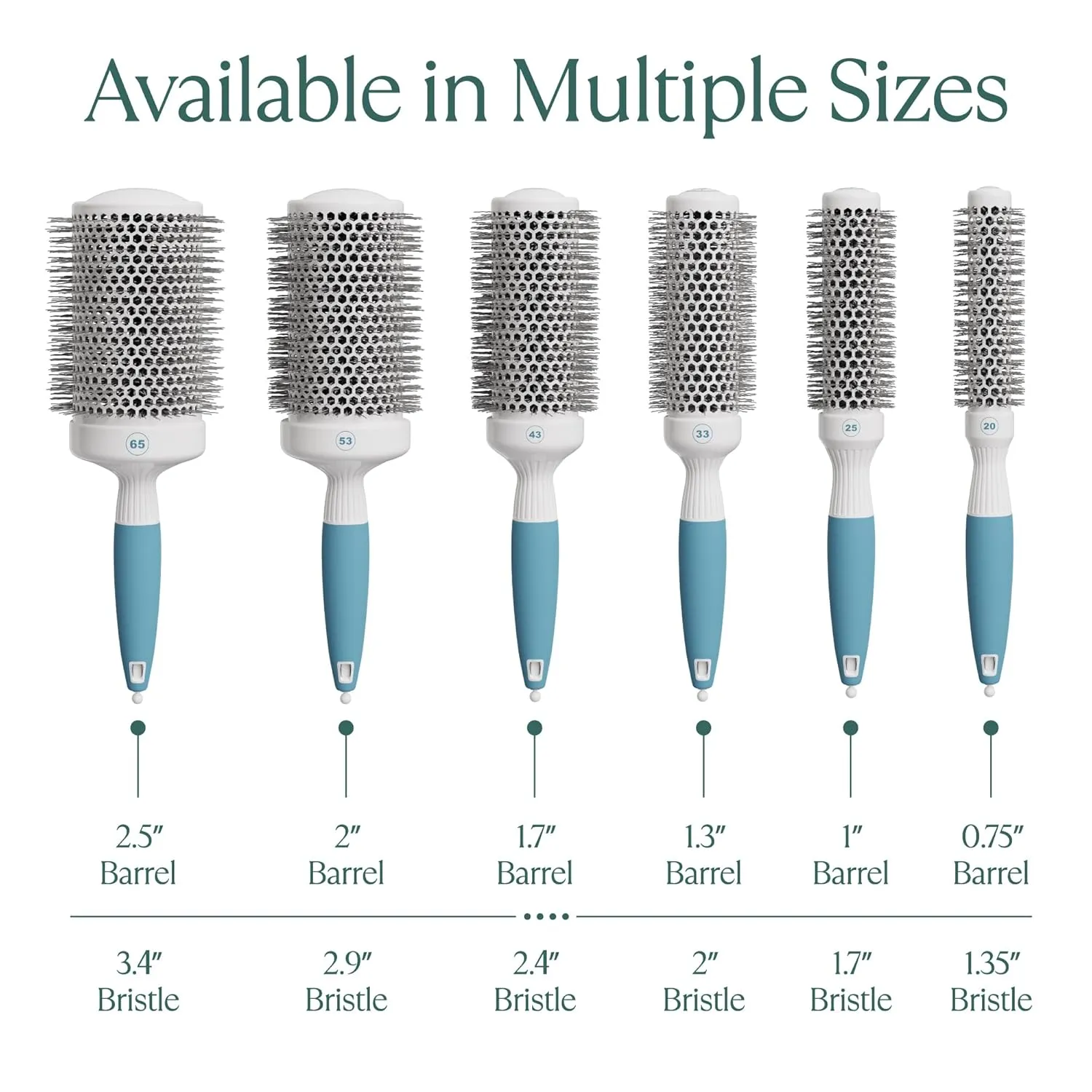 Medium Round Brushing Brush - Ceramic Hair Brush for a Smooth Salon Style Look - Professional Brushing Brush Ideal for All Hair Types - 43 mm