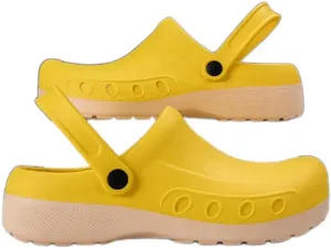 Men Chef Clogs Men Kitchen Shoes Injection Shoes Anti-Slip Outsole Garden Clogs Sandal Big(White-Dinosaur Doodle4,44 Code)