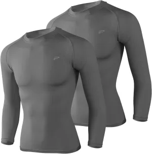 Mens 2-Pack Long Sleeve Sun Protection Cooling Shirts with UPF 50 , Quick Dry for Fitness Running & Outdoor Activity