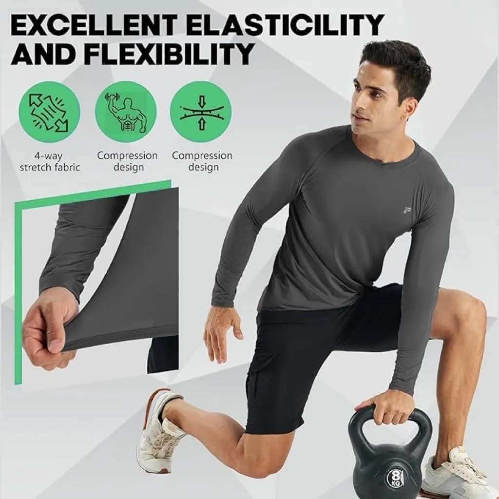 Mens 2-Pack Long Sleeve Sun Protection Cooling Shirts with UPF 50 , Quick Dry for Fitness Running & Outdoor Activity