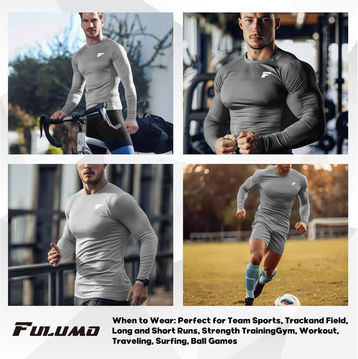 Mens 2-Pack Long Sleeve Sun Protection Cooling Shirts with UPF 50 , Quick Dry for Fitness Running & Outdoor Activity