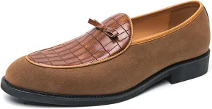 Men's Business Retro Suede Loafers Classic Formal Comfortable Non-Slip Dress Shoes Casual British Leather S