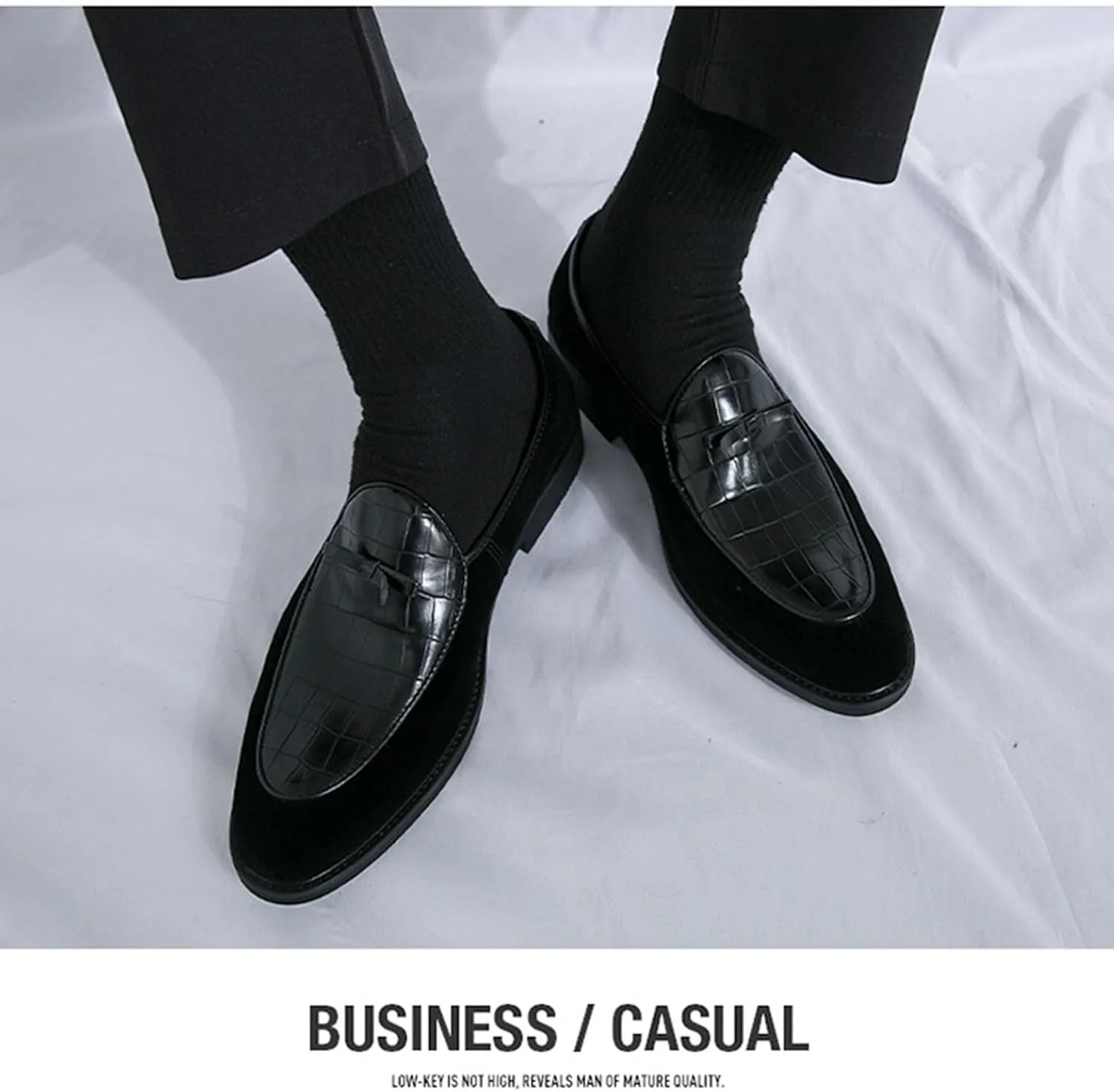 Men's Business Retro Suede Loafers Classic Formal Comfortable Non-Slip Dress Shoes Casual British Leather S