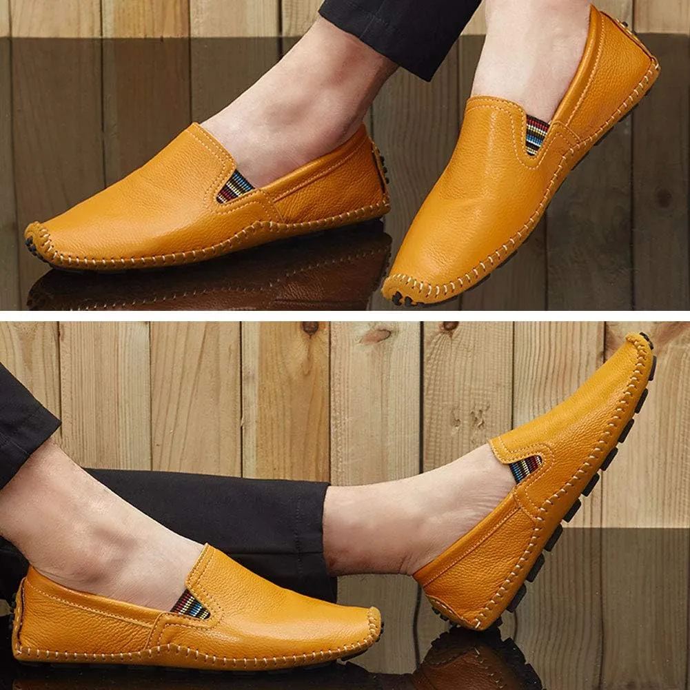 Men's Driving Shoes Leather Fashion Slipper Casual Slip on Loafers Shoes in Summer