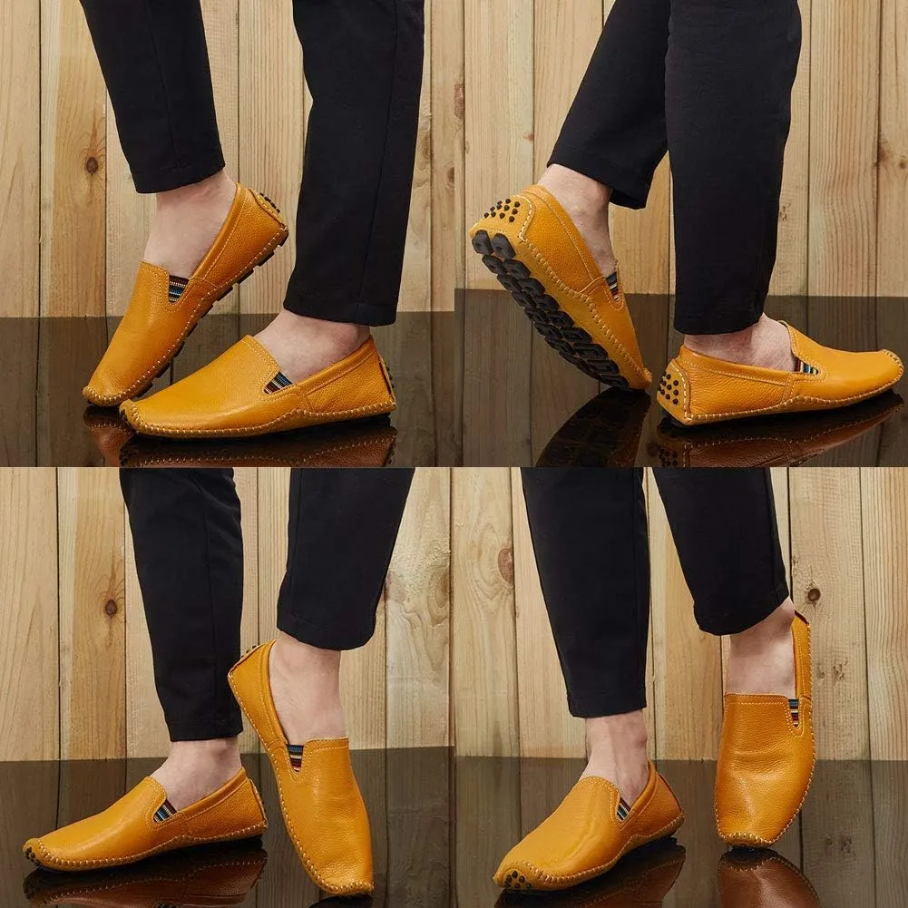 Men's Driving Shoes Leather Fashion Slipper Casual Slip on Loafers Shoes in Summer