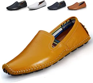 Men's Driving Shoes Leather Fashion Slipper Casual Slip on Loafers Shoes in Summer