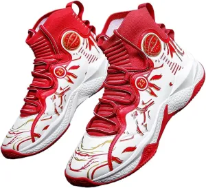 Men's High-Top Basketball Sneakers - Breathable, Non-Slip Rubber Sole with Shock Absorption, Durable & Stylish for Running and Casual Wear