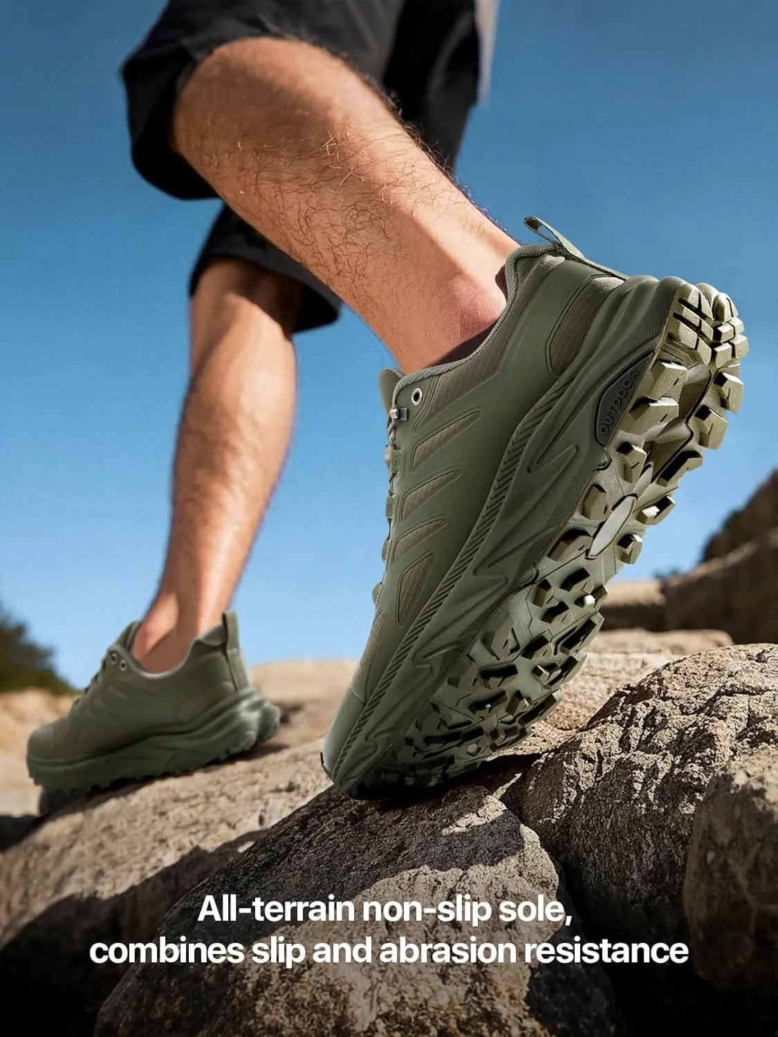 Men's Trail Running Shoes for Hiking Walking Cross Training Shoes with Arch Support Anti-Slip Lightweight Wide Width Sneakers