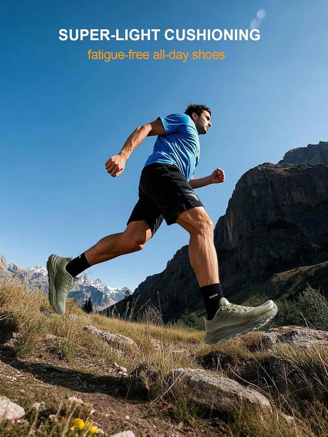 Men's Trail Running Shoes for Hiking Walking Cross Training Shoes with Arch Support Anti-Slip Lightweight Wide Width Sneakers