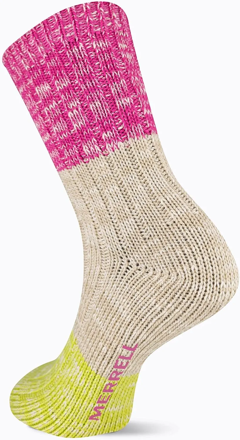 Merrell unisex-adult Heritage Camp Wool Blend Crew Socks 1 Pair Heat Transfer Logo and Moisture Wicking