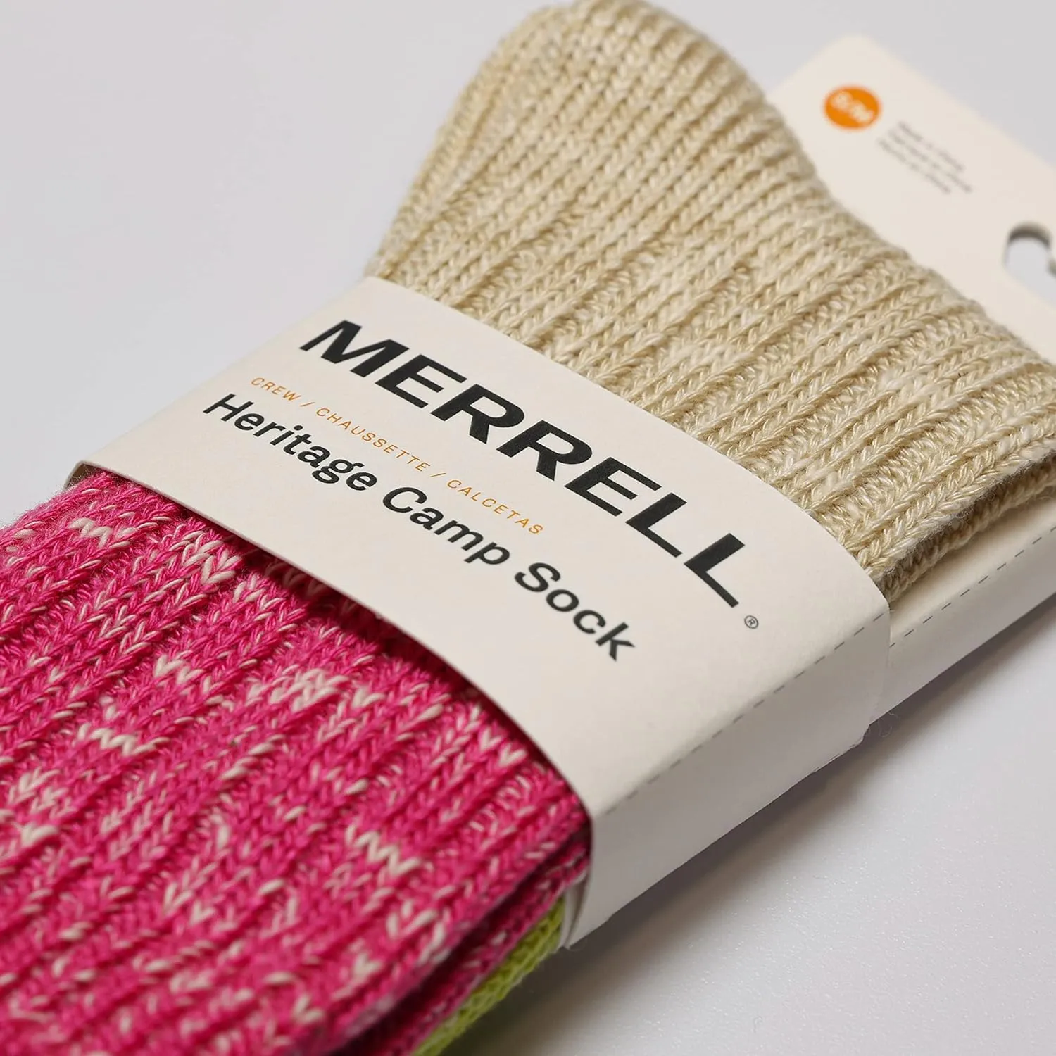 Merrell unisex-adult Heritage Camp Wool Blend Crew Socks 1 Pair Heat Transfer Logo and Moisture Wicking