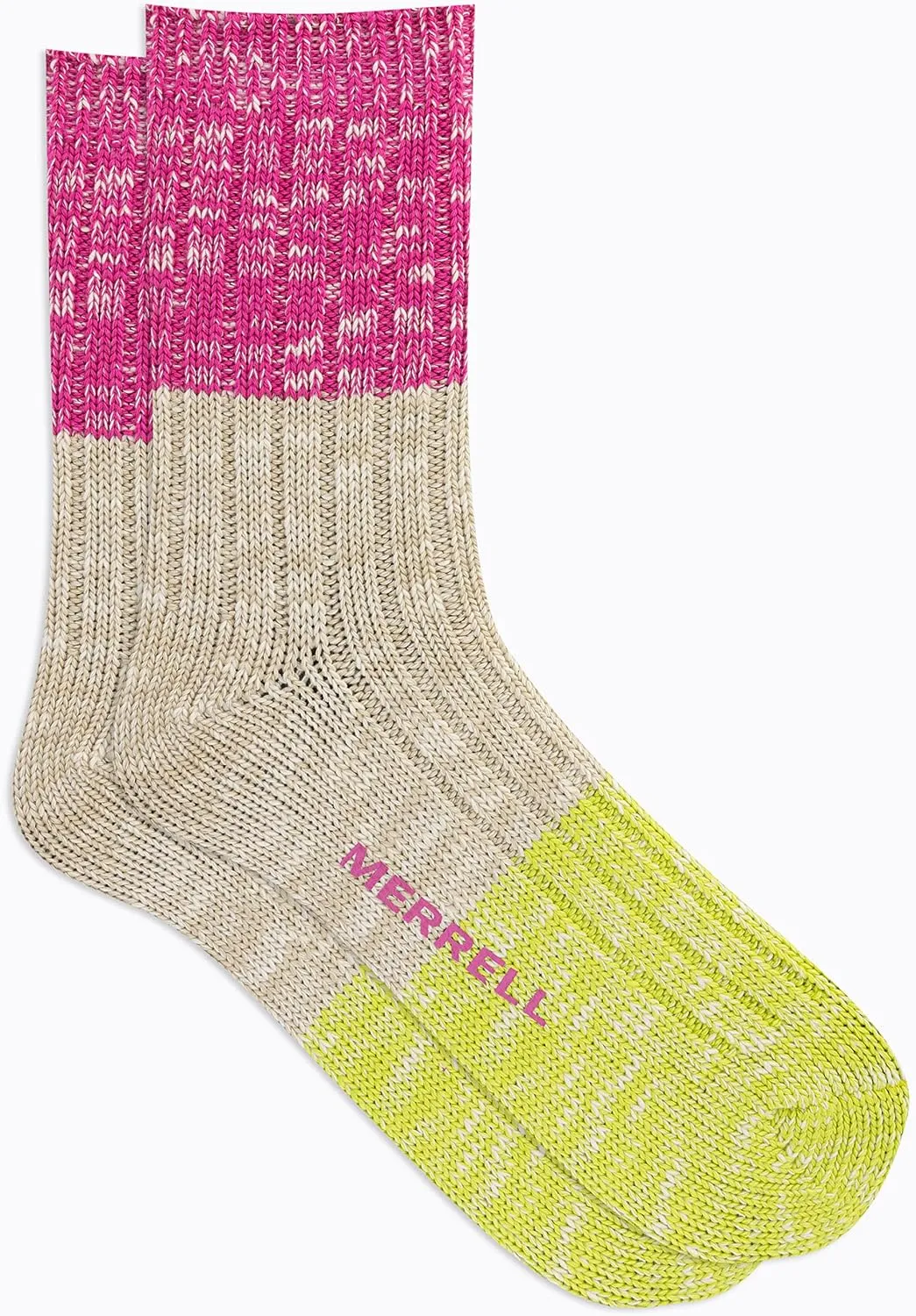 Merrell unisex-adult Heritage Camp Wool Blend Crew Socks 1 Pair Heat Transfer Logo and Moisture Wicking