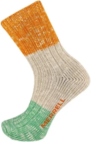 Merrell Unisex Aftersport Colorblock Heritage Camp Socks 1 Pair, Orange, Small/Medium