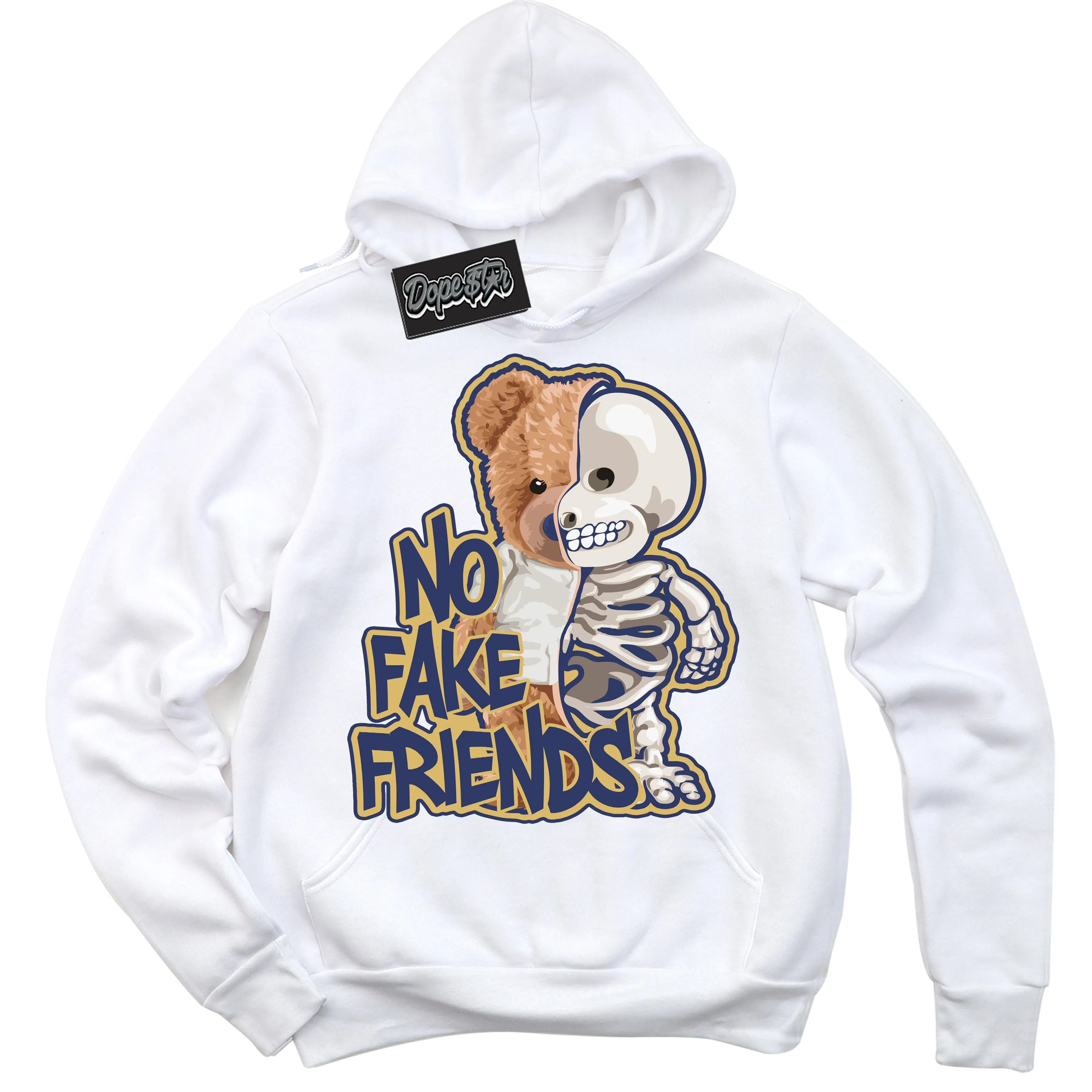 Method of Make Midnight Navy Metallic Gold 1s Sneaker Hoodie No Fake Friends Graphic