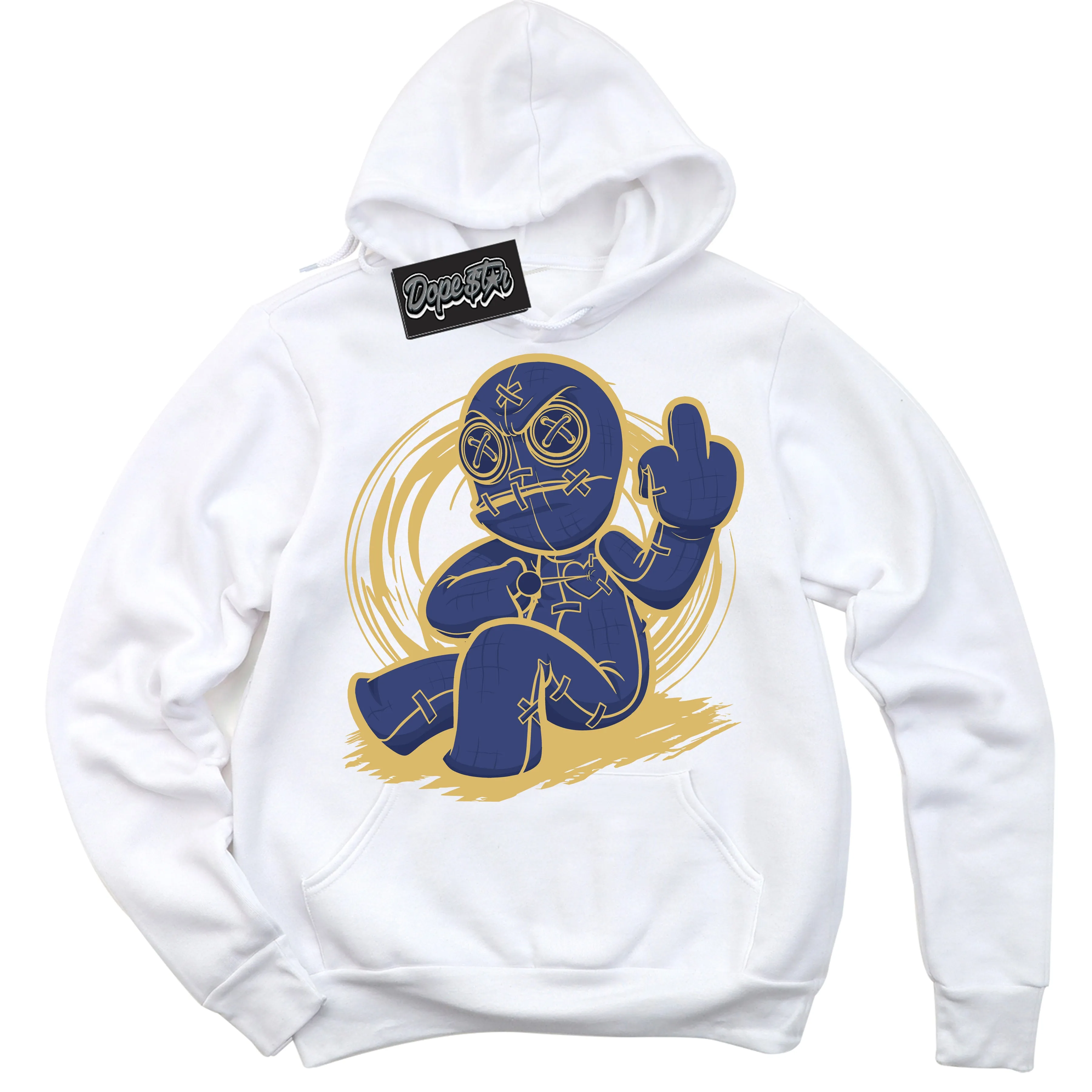 Method of Make Midnight Navy Metallic Gold 1s Sneaker Hoodie Voodoo Doll Graphic