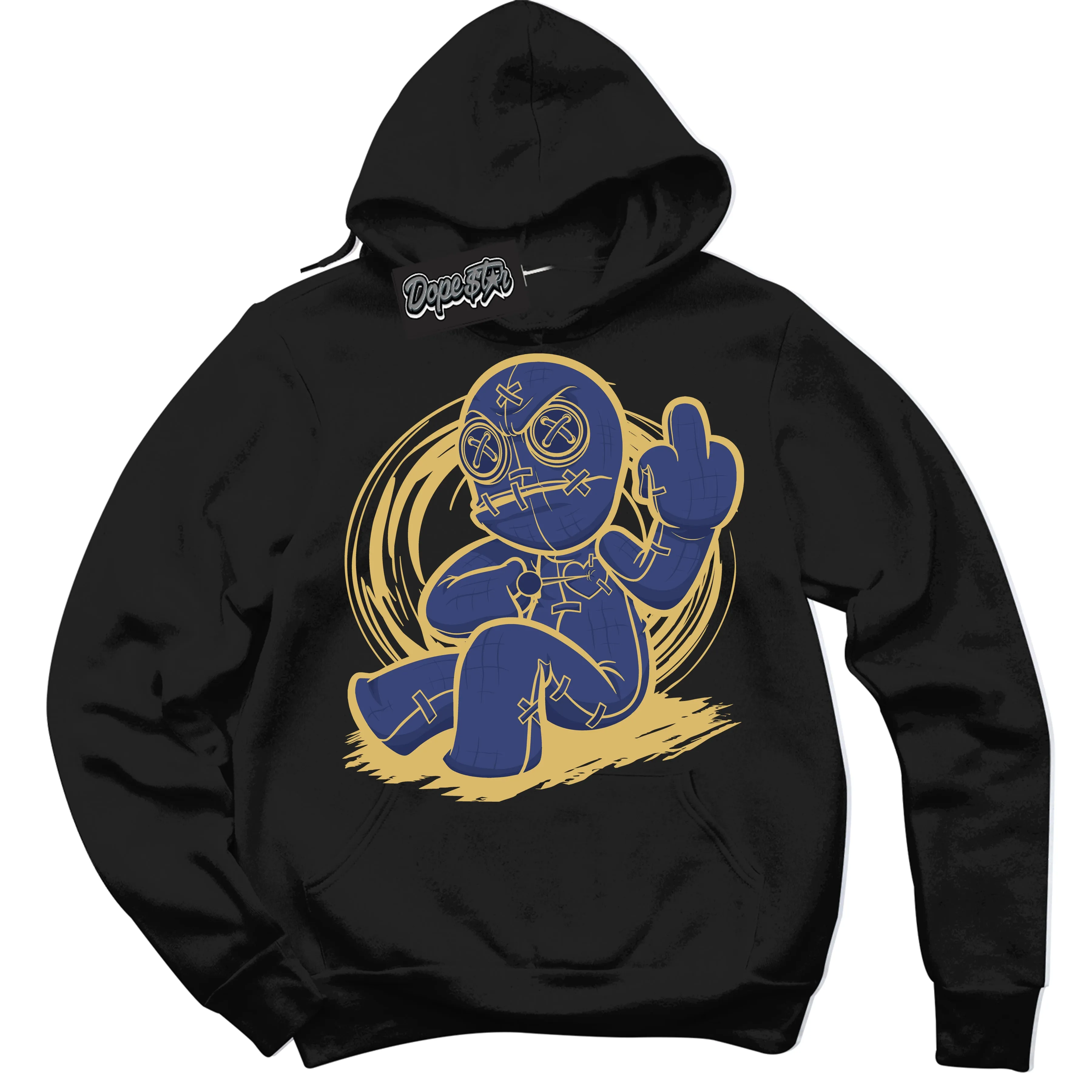 Method of Make Midnight Navy Metallic Gold 1s Sneaker Hoodie Voodoo Doll Graphic