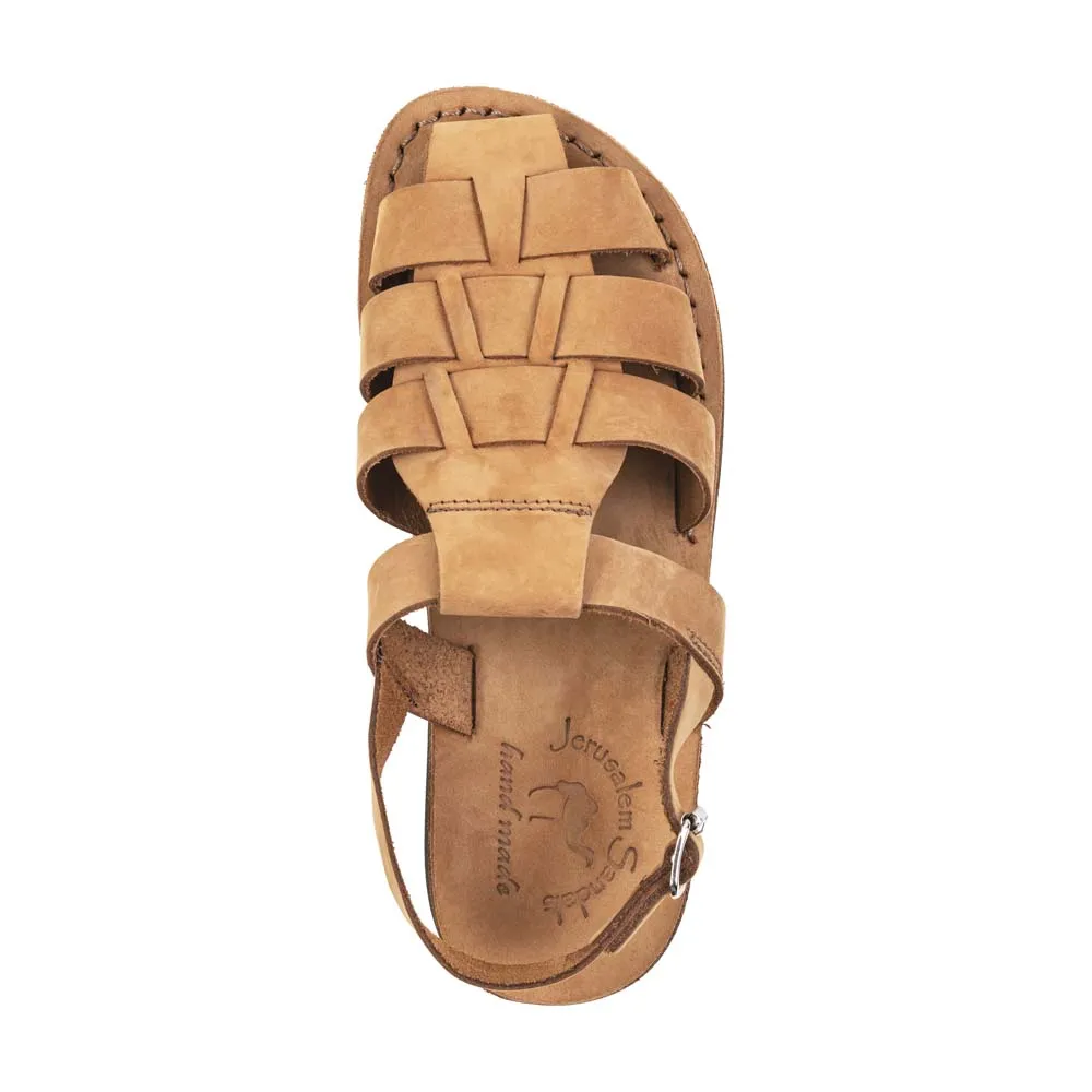 Michael - Slingback Leather Fisherman Sandal | Camel Brown Nubuck