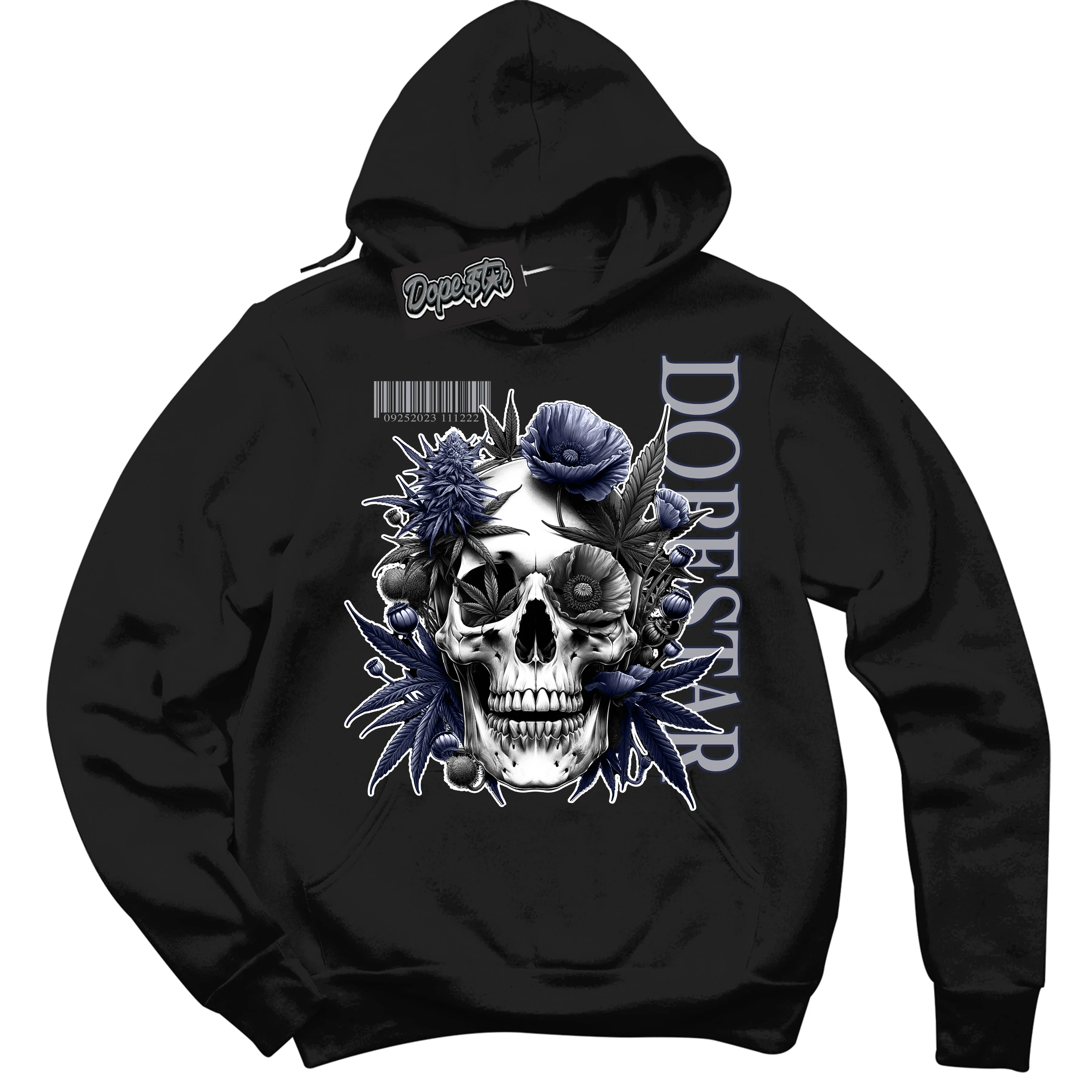 Midnight Navy 3s Sneaker Hoodie Skull Poppies Graphic