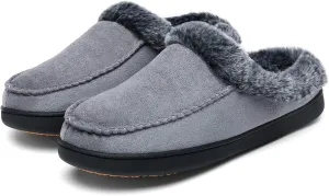 Mishansha Women's House Shoes Memory Foam Suede Moccasin Slippers Winter Warm Fleece Lined Home Shoes with Anti-Skid Rubber Sole