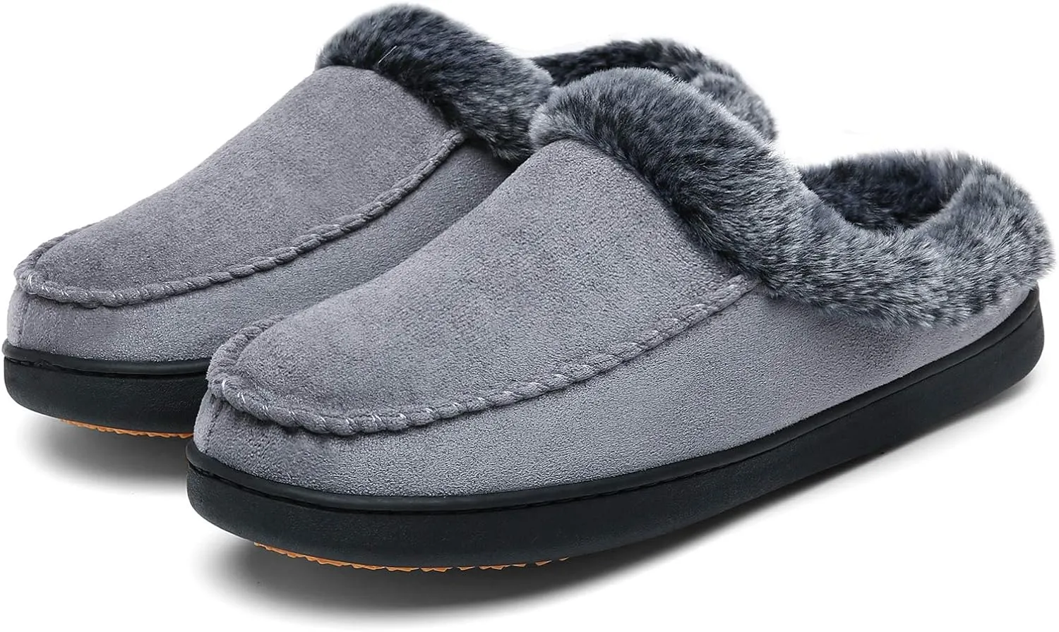 Mishansha Women's House Shoes Memory Foam Suede Moccasin Slippers Winter Warm Fleece Lined Home Shoes with Anti-Skid Rubber Sole