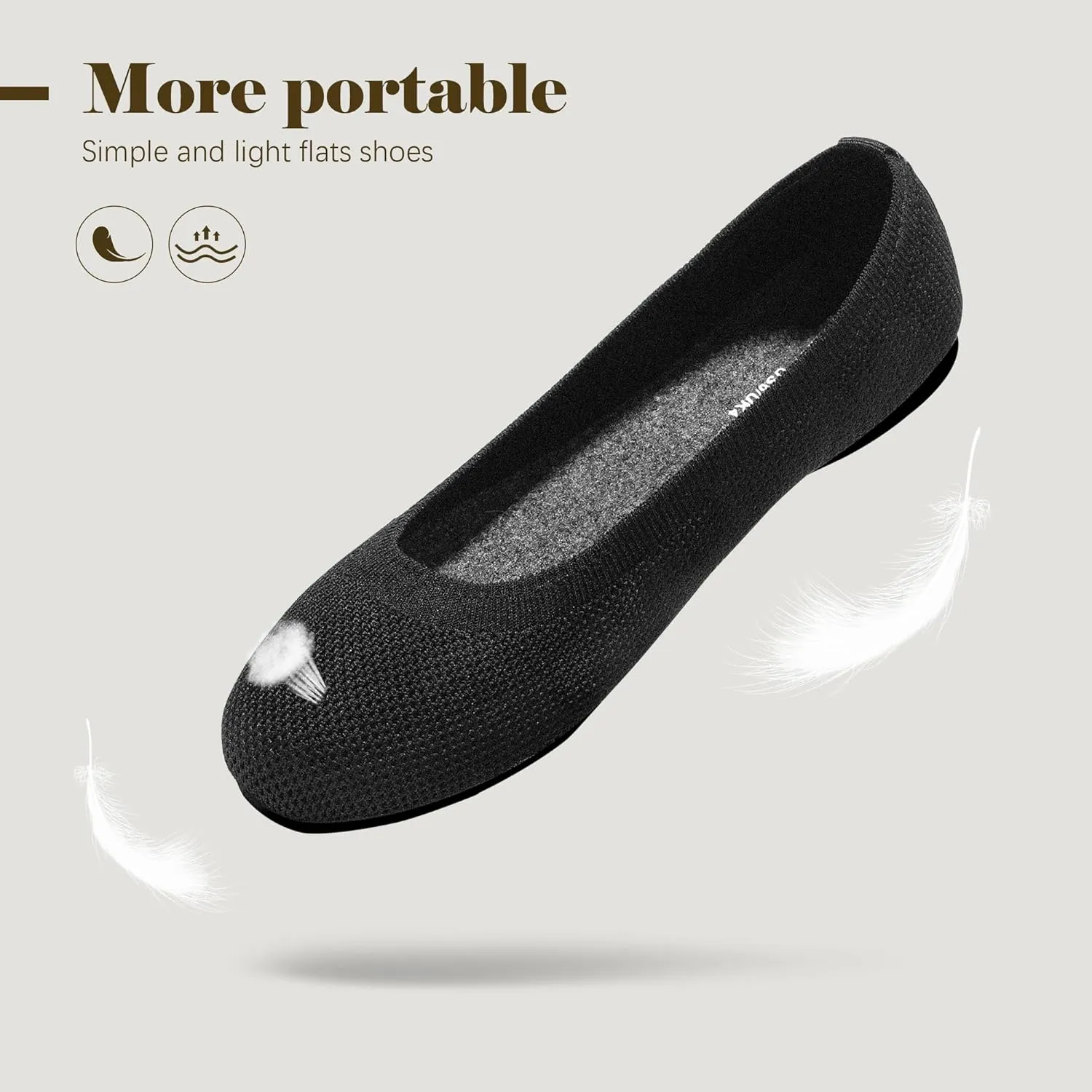 MIXIN Women's Flat Dress Shoes, Womens Office/Working Knit Dress Shoes Round Toe Slip on Walking Shoes for Women