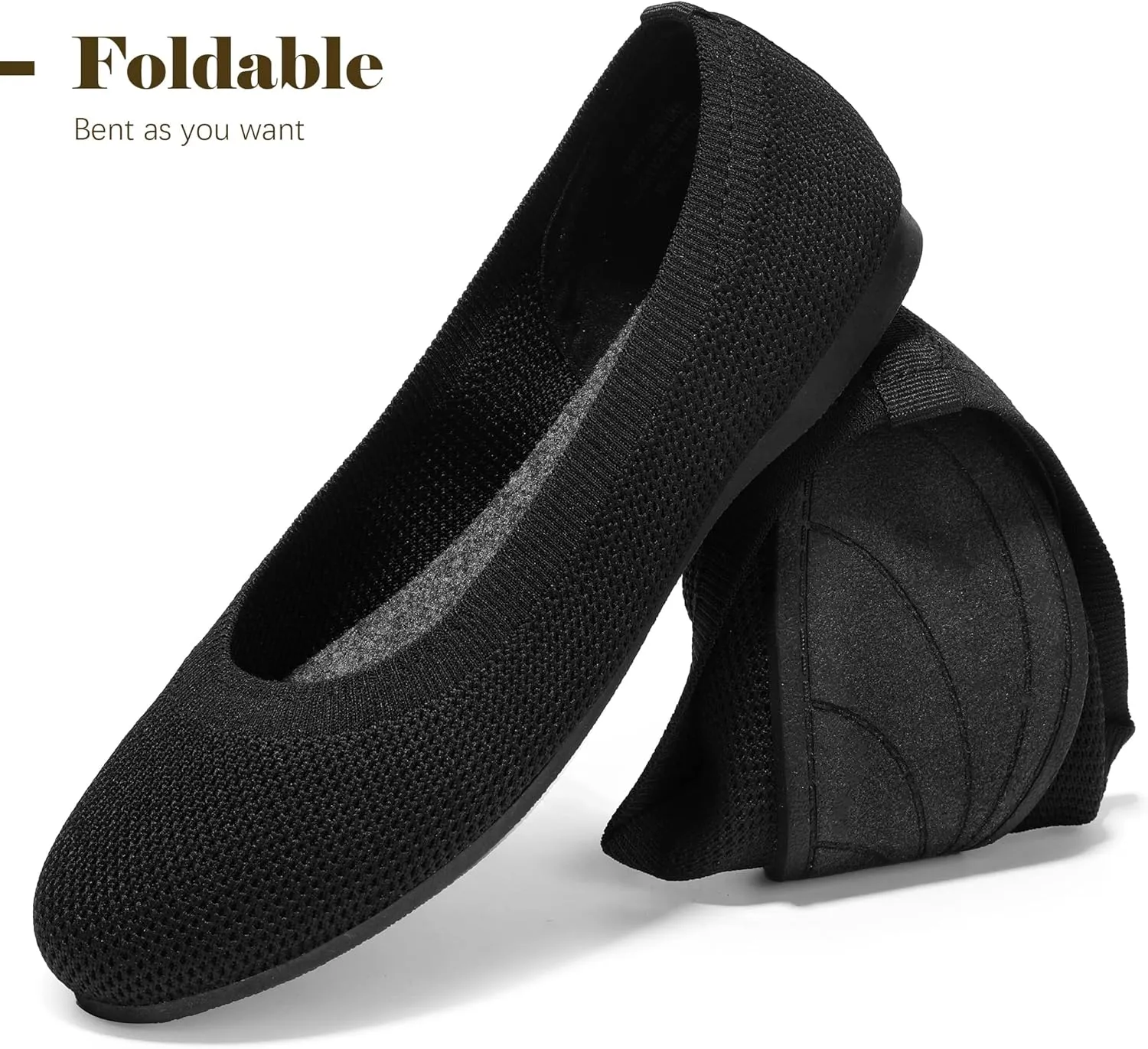 MIXIN Women's Flat Dress Shoes, Womens Office/Working Knit Dress Shoes Round Toe Slip on Walking Shoes for Women