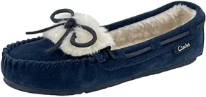 Moccasin Extensive selection Folded Clarks Outdoor Navy Holly Indoor Tongue House Easy-to-use Slipper Slippers