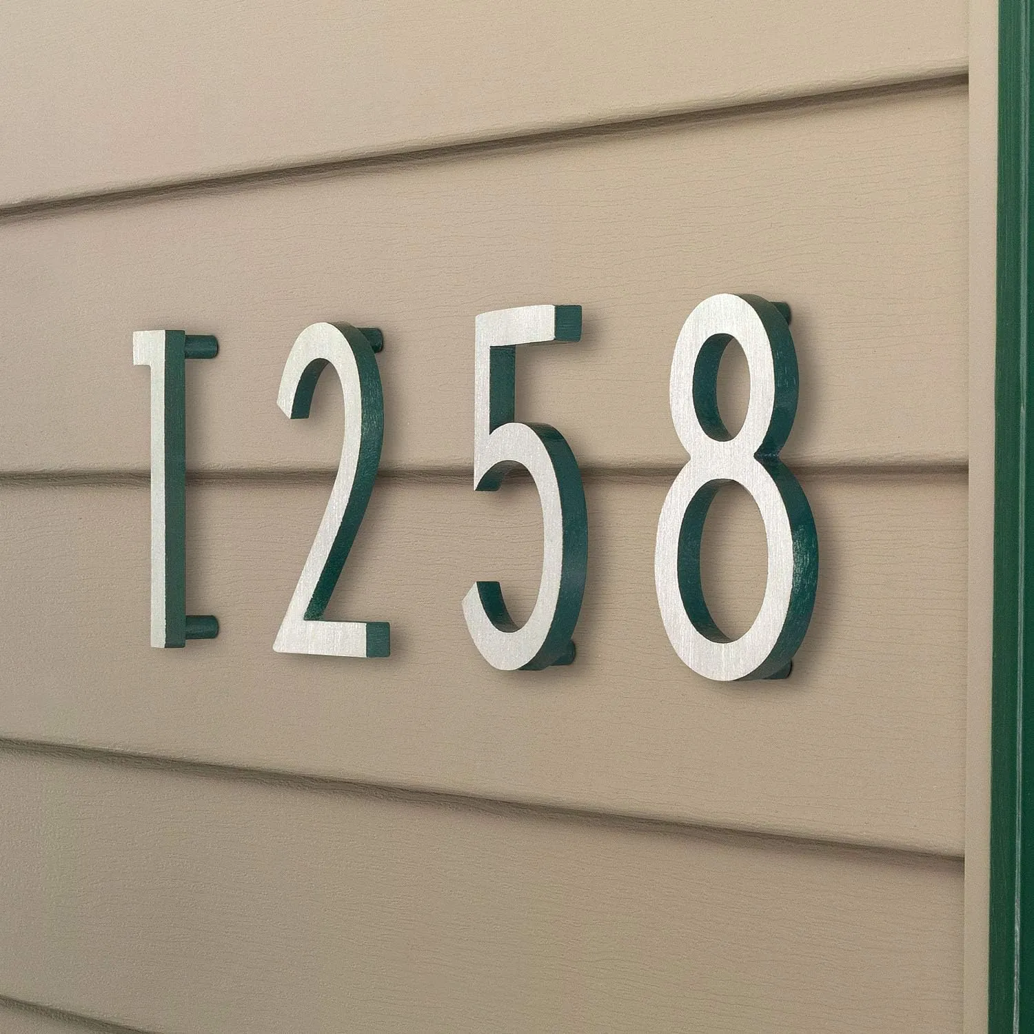 Montague Metal Products MHN-10-F-NY1-2 Solid Brushed Aluminum Modern Floating Address House Numbers, 10", Powder Coated Navy