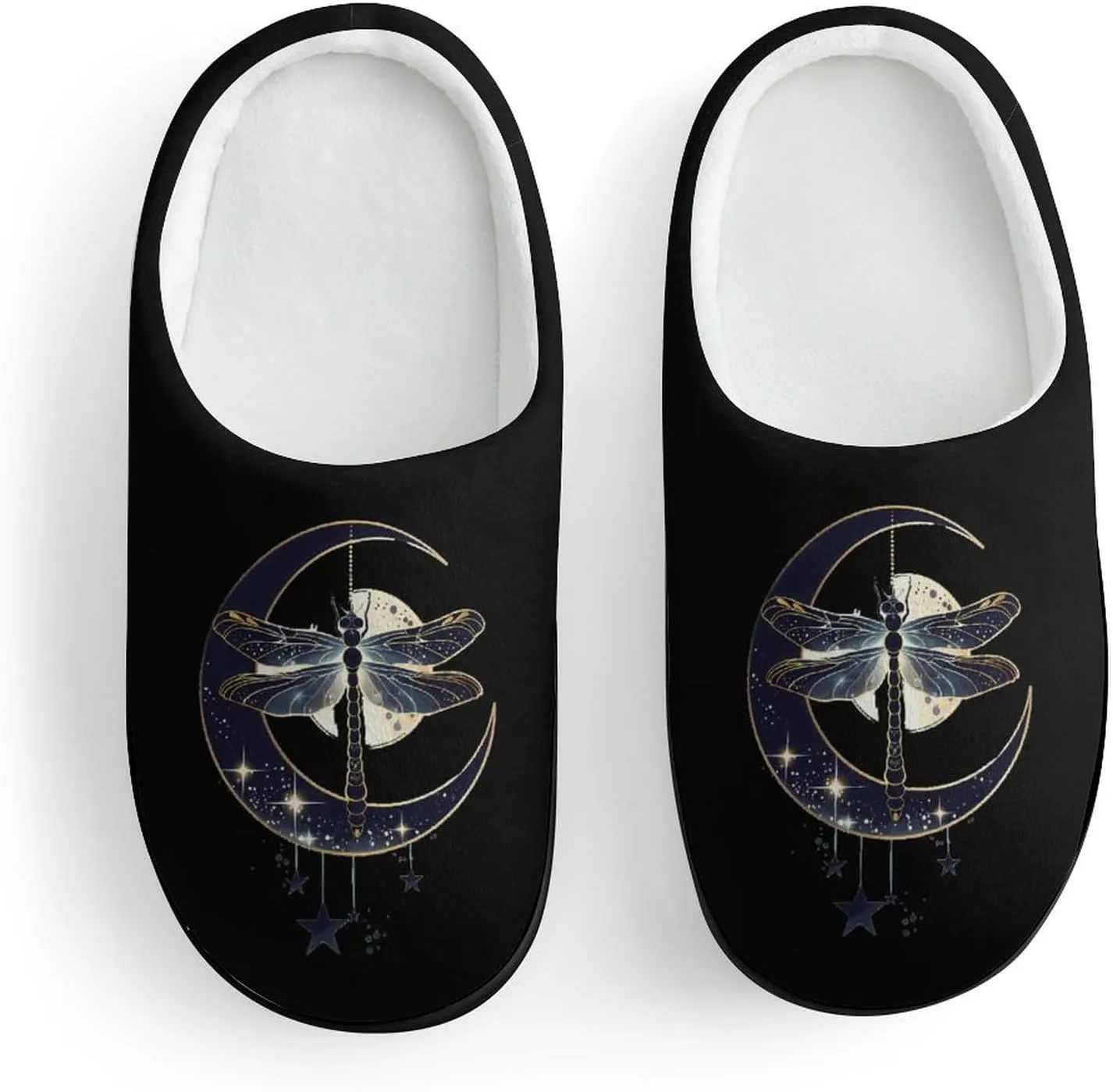 Moon Nature Insect Dragonfly Kids Toddler Cotton Slippers Slip-on House Shoes for Bedroom Indoor Outdoor