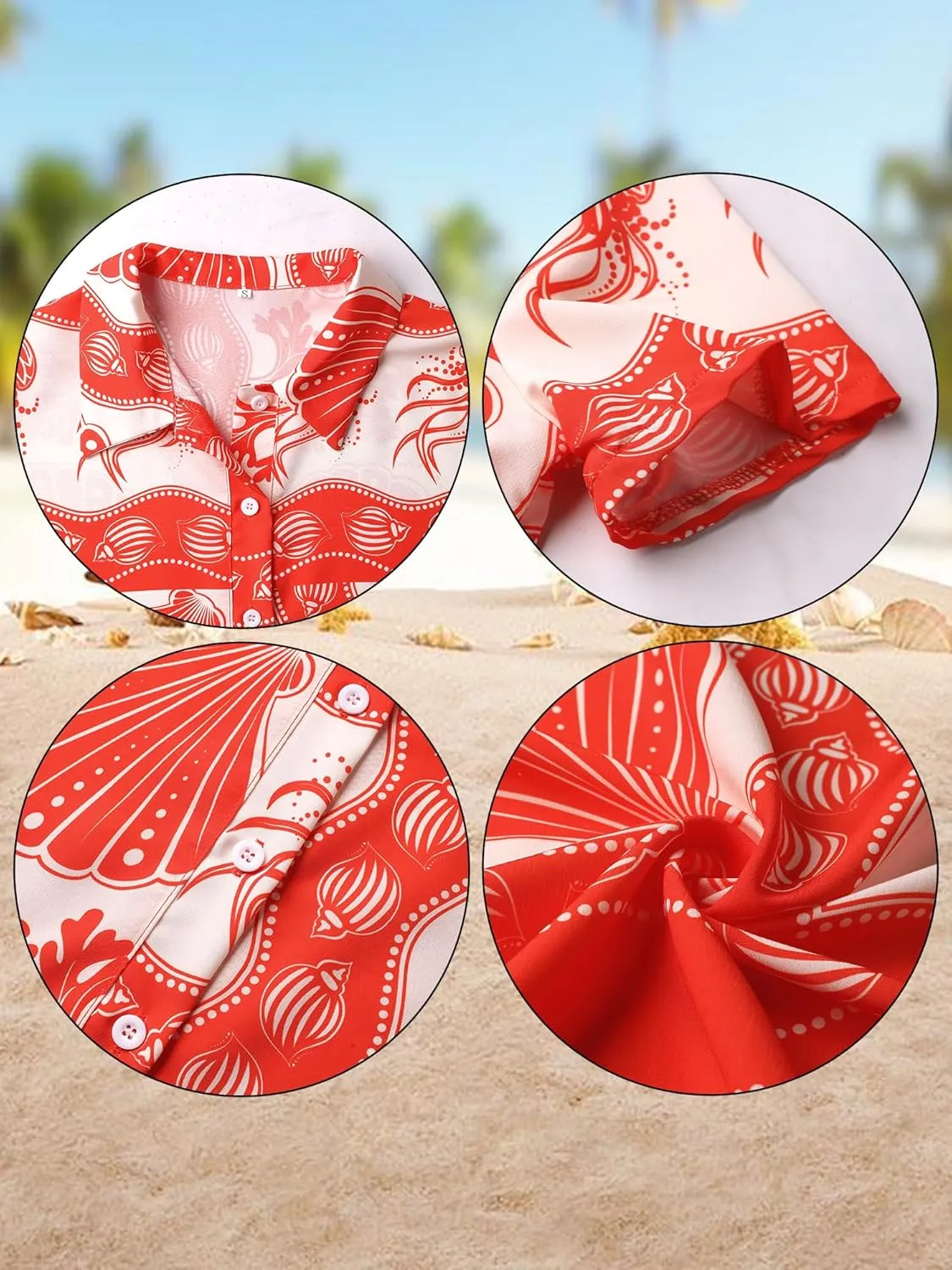 MYMORE ❷⓿❷❺ Womens Hawaiian Shirt Luau Party Tropical Vacation Button Down Shirts Short Sleeve Beach Hawaii Floral Print Top