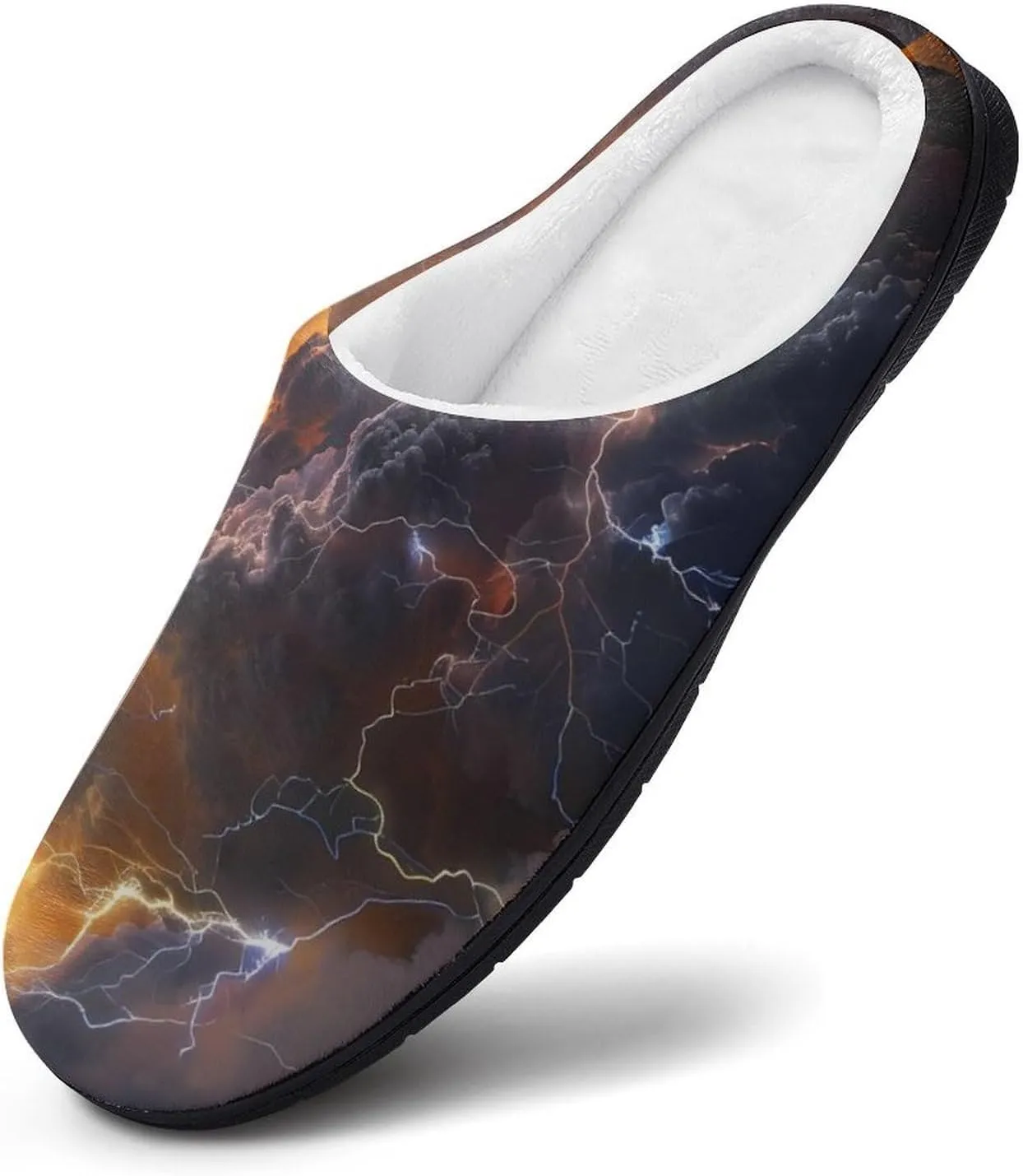 Natural Light-ning Clound Printed Men's Cotton Slipper Shoes Soft Anti-Skid Sole Home Shoe for House Indoor Outdoor