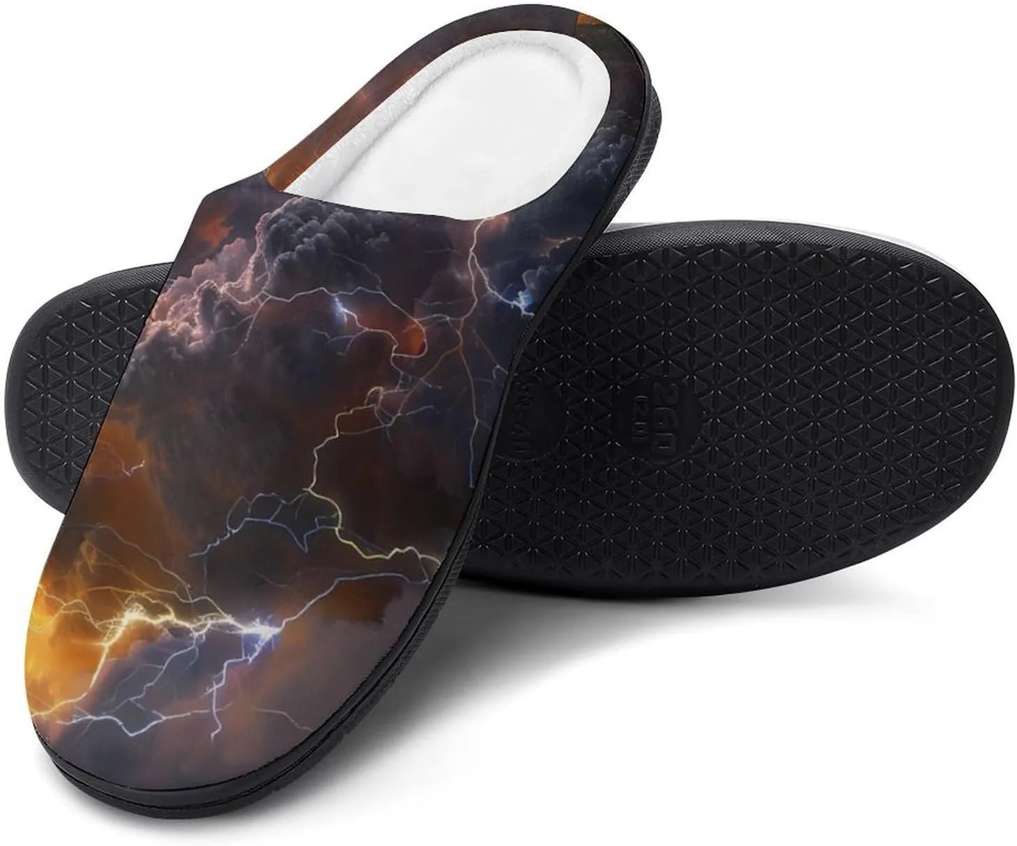 Natural Light-ning Clound Printed Men's Cotton Slipper Shoes Soft Anti-Skid Sole Home Shoe for House Indoor Outdoor