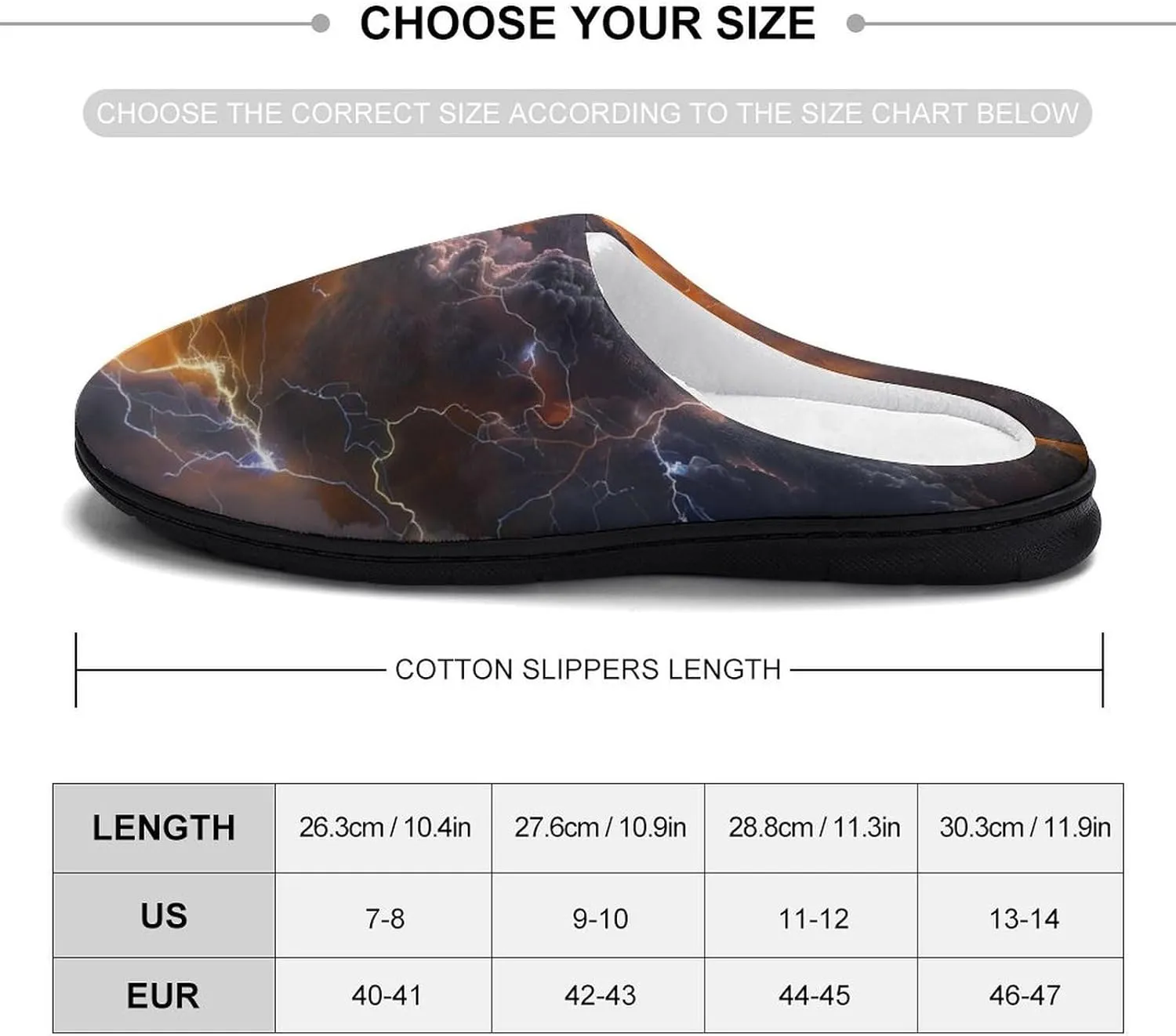 Natural Light-ning Clound Printed Men's Cotton Slipper Shoes Soft Anti-Skid Sole Home Shoe for House Indoor Outdoor