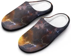 Natural Light-ning Clound Printed Men's Cotton Slipper Shoes Soft Anti-Skid Sole Home Shoe for House Indoor Outdoor