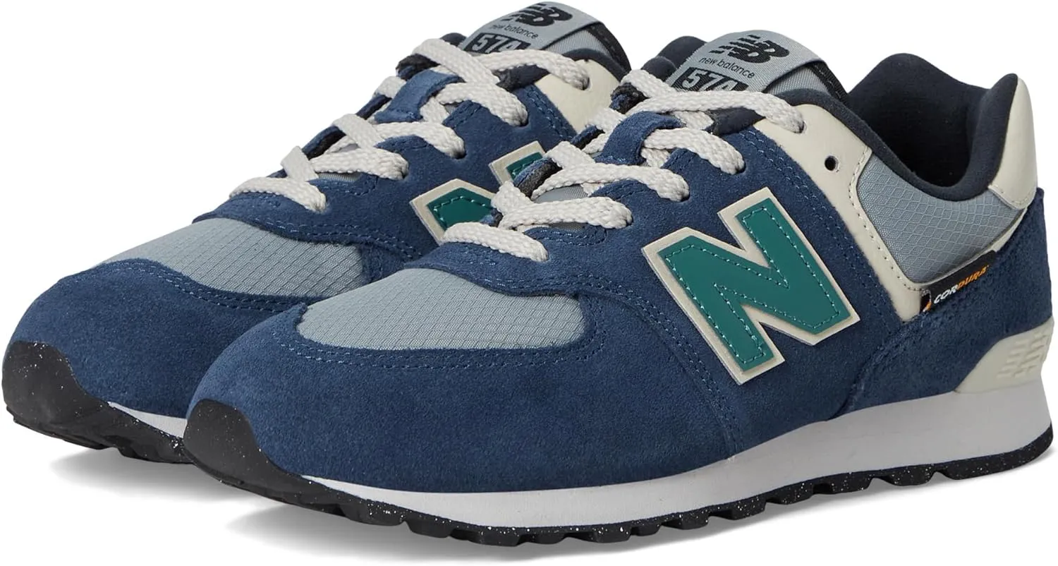 New Balance Kids 574 V1 70s Racing Lace-up Sneaker, Nb Navy/Slate Gray, 5.5 Wide US Unisex Big