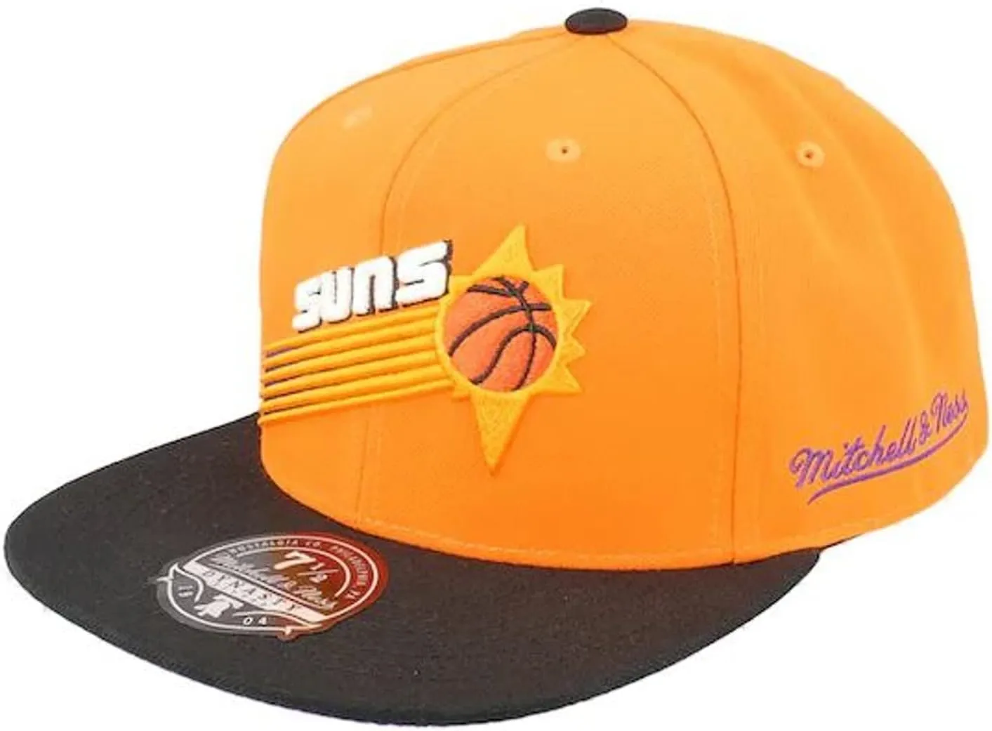 New Era Phoenix Suns Hardwood Classics 40th Annniversary Team Side HWC Dynasty Fitted Cap, 2Tone Orange Black