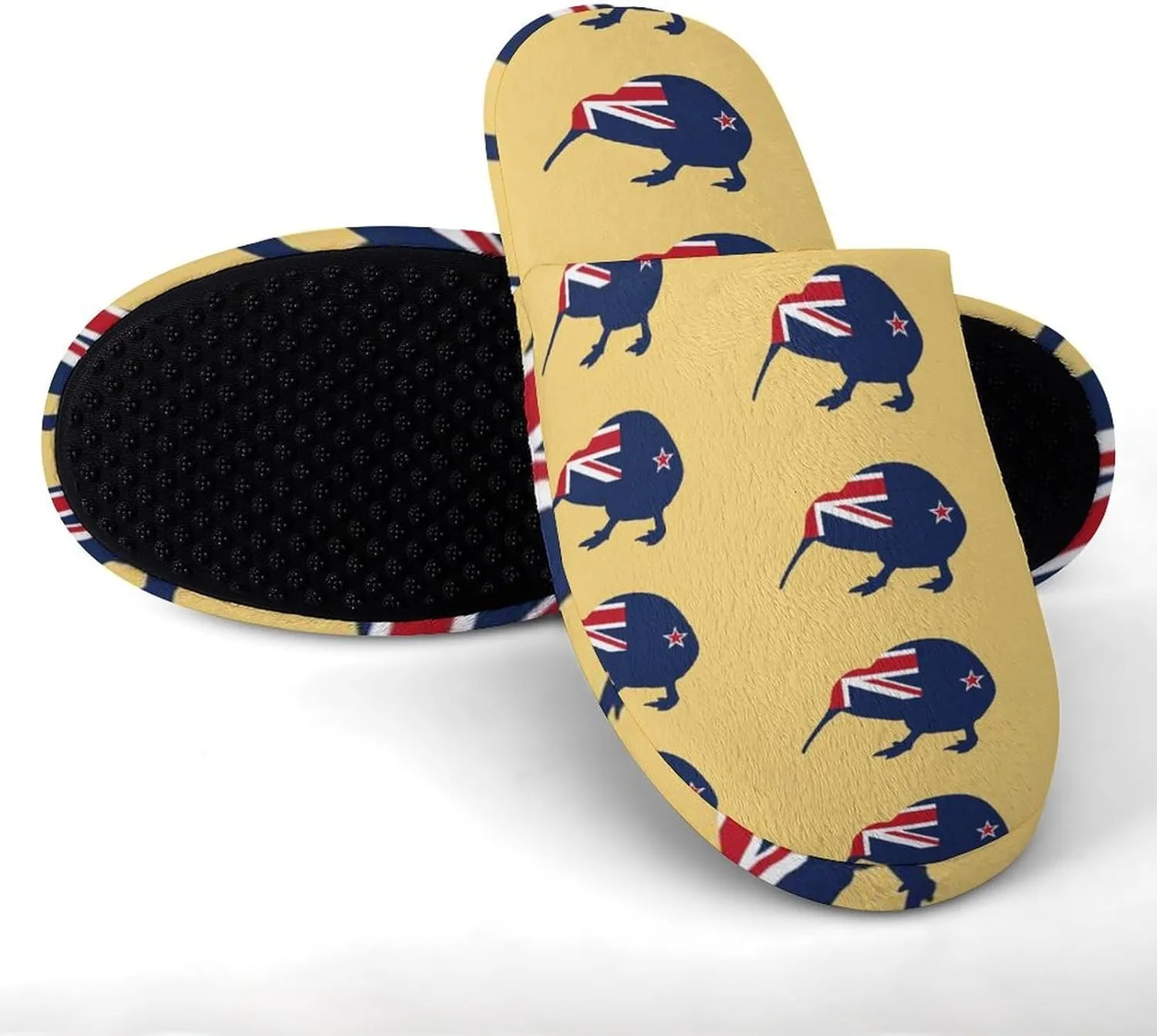 New Zealand Kiwi Birds Flannel Cotton Slippers Anti-Skid Indoor Outdoor Slippers Closed Toe Slip-on House Shoes
