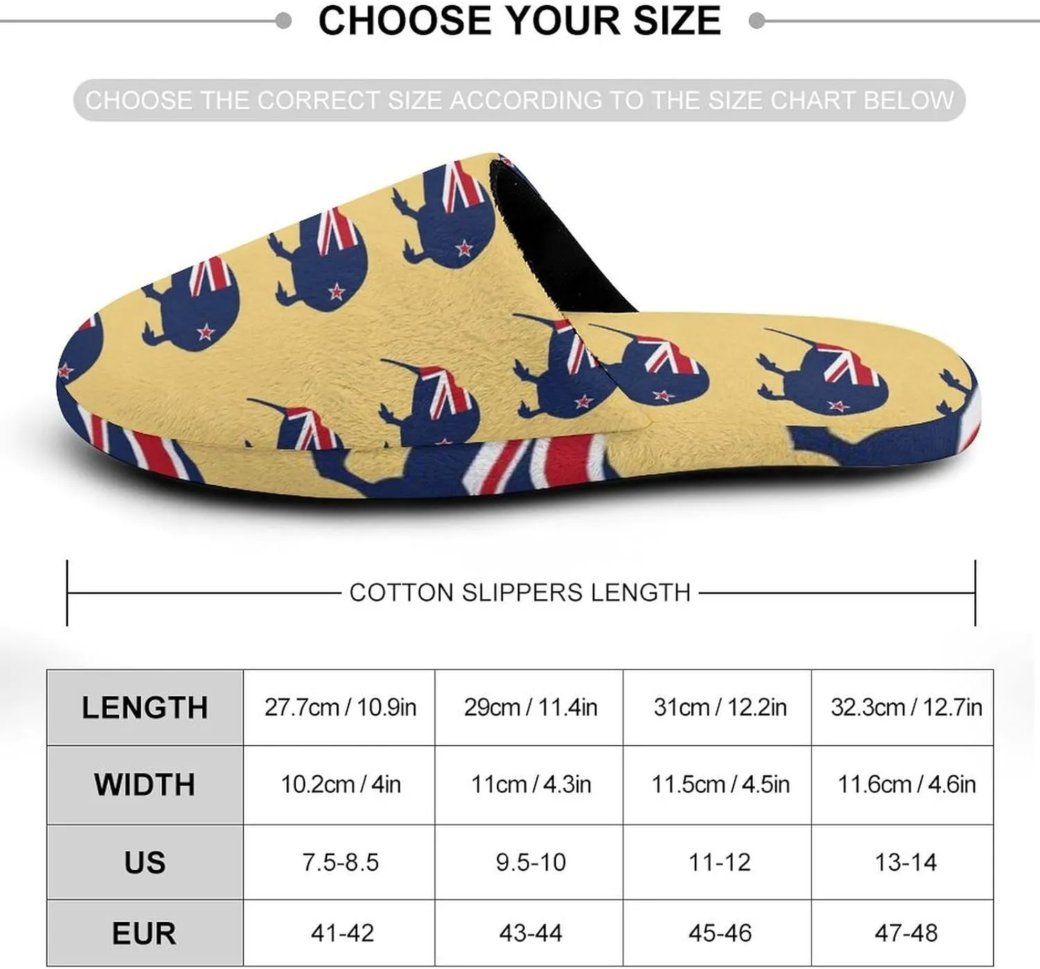 New Zealand Kiwi Birds Flannel Cotton Slippers Anti-Skid Indoor Outdoor Slippers Closed Toe Slip-on House Shoes