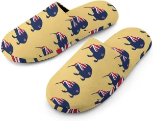 New Zealand Kiwi Birds Flannel Cotton Slippers Anti-Skid Indoor Outdoor Slippers Closed Toe Slip-on House Shoes