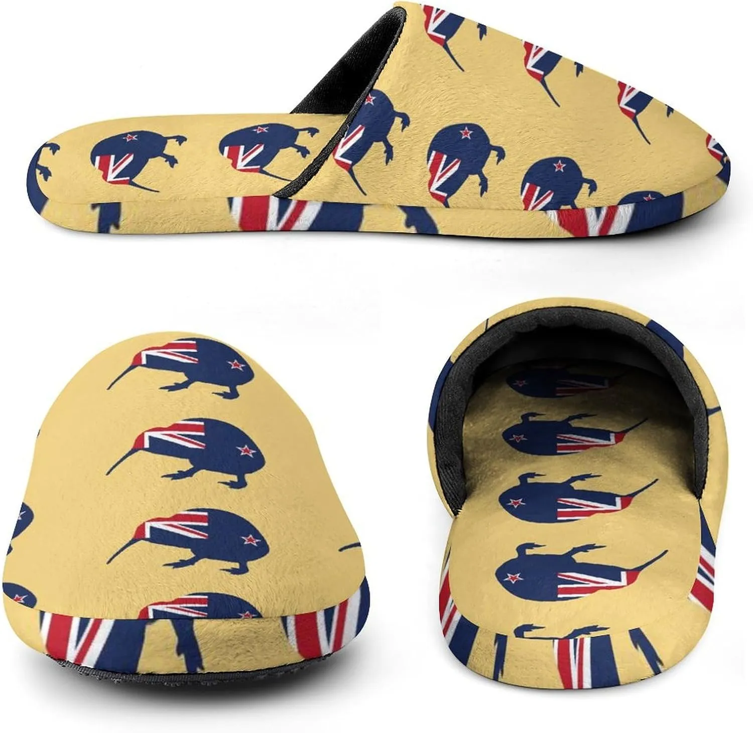 New Zealand Kiwi Birds Flannel Cotton Slippers Anti-Skid Indoor Outdoor Slippers Closed Toe Slip-on House Shoes