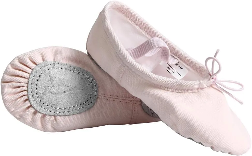 Nexete Women Canvas Ballet Dance Shoes Yoga Gymnastics Leather Split-Sole Slipper Flate Shoes for Women