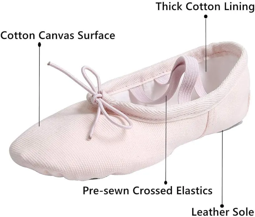 Nexete Women Canvas Ballet Dance Shoes Yoga Gymnastics Leather Split-Sole Slipper Flate Shoes for Women