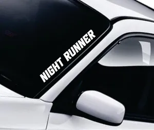 Night Runner V7 Car Decal Bumper Sticker Vinyl Truck Window Mirror JDM Windshield Banner Rearview Quote Men Girls Trendy Racing Street Auto Japanese Speed Sadboyz Drift (28"" x 3""), White