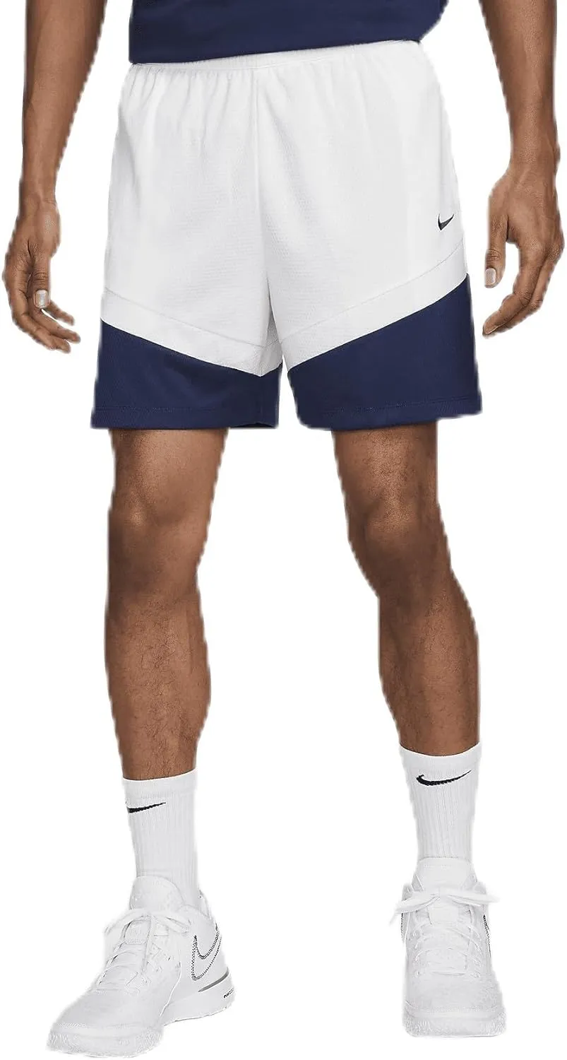 Nike Icon Men's Dri-FIT 6" Basketball Shorts (White/Midnight Navy/White/Midnight Navy, FQ5527-101) Size Large