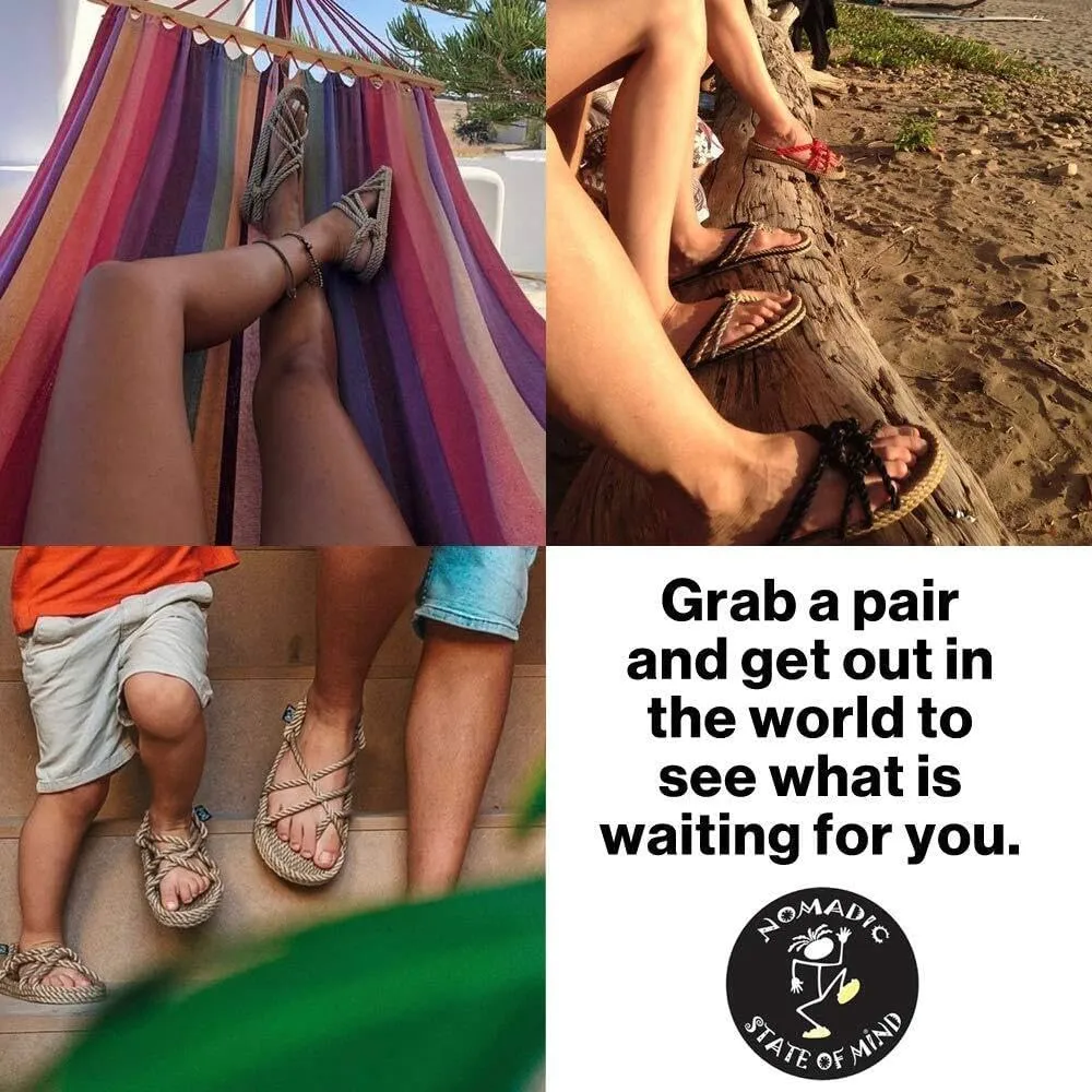 Nomadic State of Mind Rope Sandals, Mountain Momma Sandals For Men and Women, Unisex, Handmade Shoes, Straw Sandals
