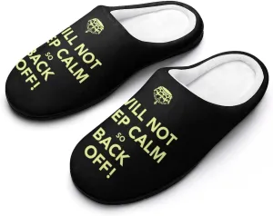 Not Keep Calm Back Off Women's House Slippers Warm Anti-Slip Cotton Slippers Home Shoes Indoor Outdoor